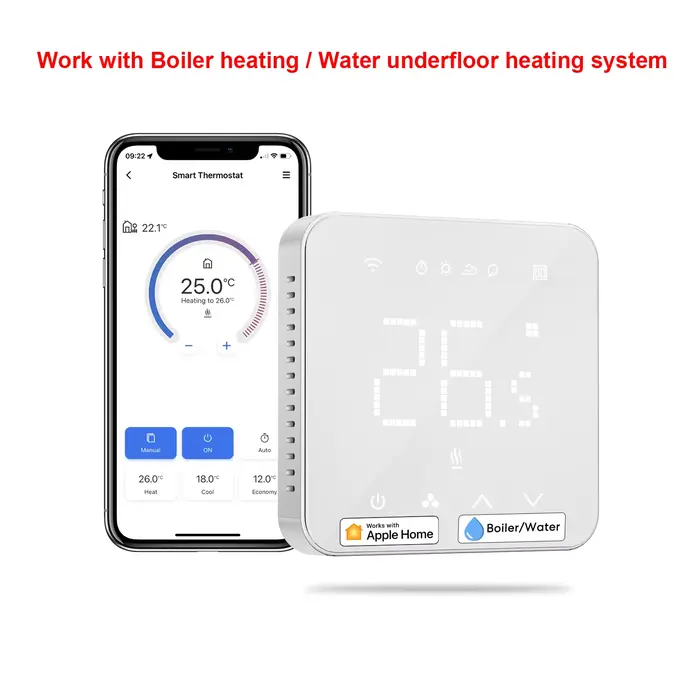 Meross-Thermostat Wi-Fi intelligent, eau, gaz, système de bomicrophone, télécommande de température,