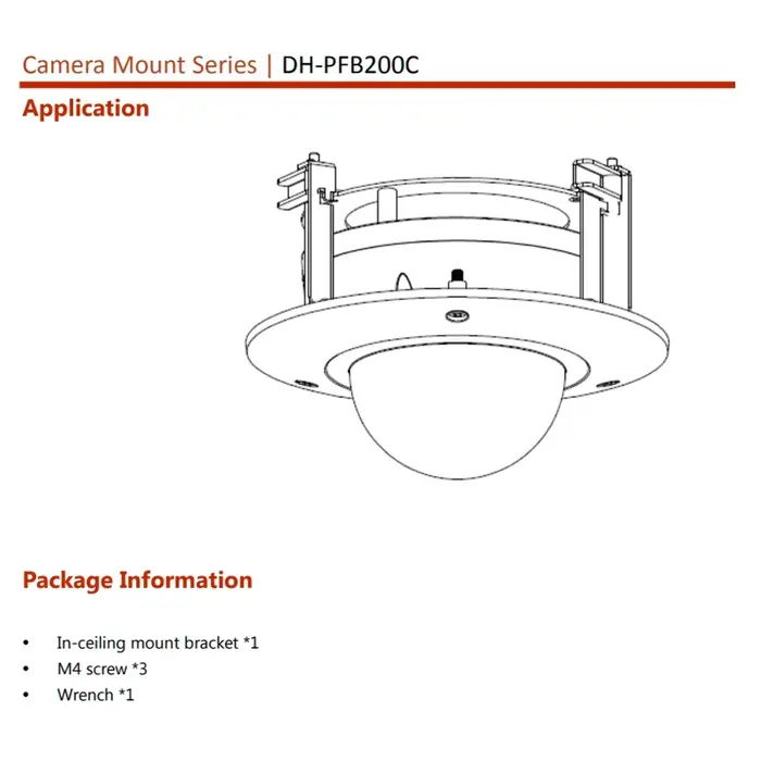 Dahua PFB200C support de montage au plafond supports de caméra SECC et PC