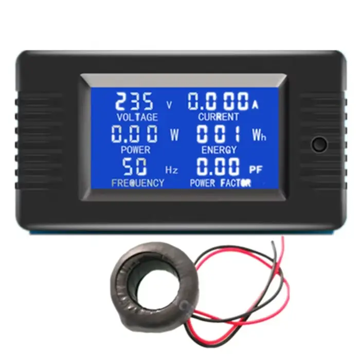 Panneau numérique monophasé 6 en 1, 220V, 100a AC, ampèremètre, tension, courant, Watt, Kwh, facteur