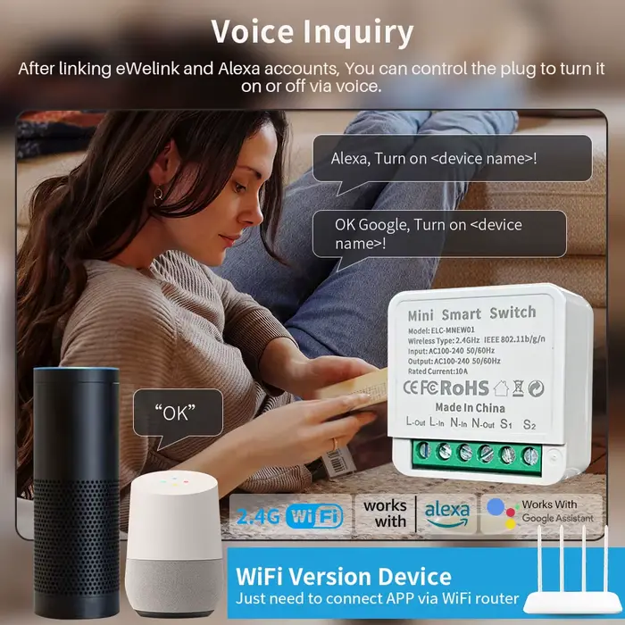 EWelink Wifi Module de commutation intelligent 2 voies bricolage commutateurs de lumière Mini relais disjoncteur minuterie Support Alexa Alice Google Home Assistant