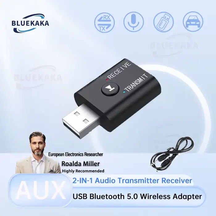 Nouvelles mises à niveau 2 en 1 Bluetooth 5.0 Transmetteur Récepteur Audio 3.5mm AUX Jack RCA USB Do