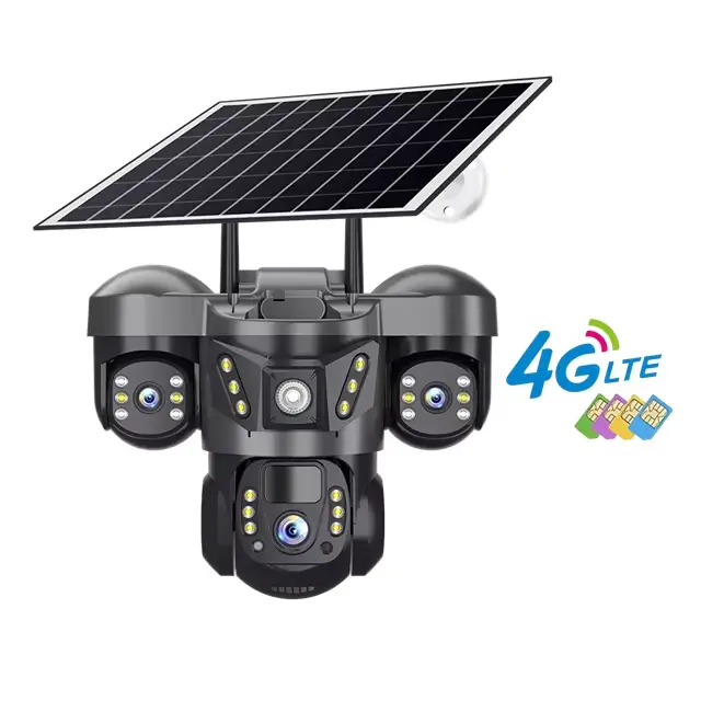 15MP Triple objectif PTZ 10X Zoom caméra solaire extérieure Triple écran 4G WIFI suivi automatique m