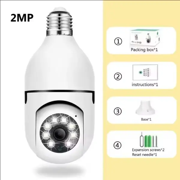 Caméra Wifi à ampoule E27, suivi humain, Vision nocturne couleur 360 °   Interphone rotatif caméra 2