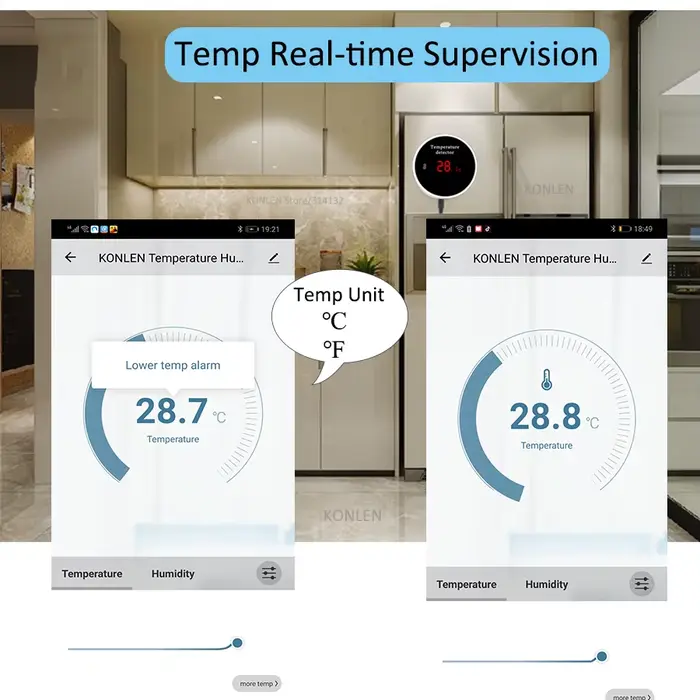 Capteur de température KONLEN avec alertes Wi-Fi pour maison intelligente, contrôle de la température en temps réel, saunas, serres, piscines, congélateurs et incubateurs