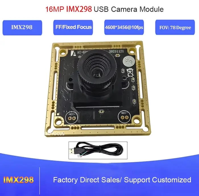 Module de caméra USB avec capteur IMX298 16MP, lecteur gratuit USB2.0, 10fps, haute vitesse, mise au