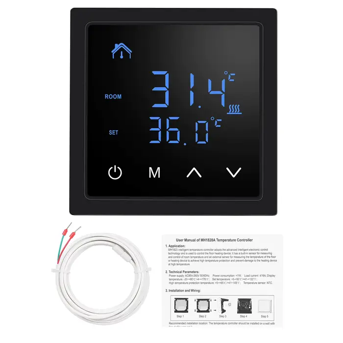 Thermostat intelligent 16A, régulateur de température pour chauffage au sol, avec écran tactile LED,