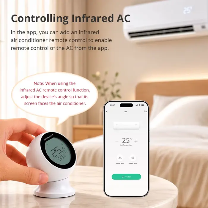 Thermostat WiFi IR avec capteur T&H intelligent pour climatiseur compatible HomeKit Google Home occasions spéciales à offrir