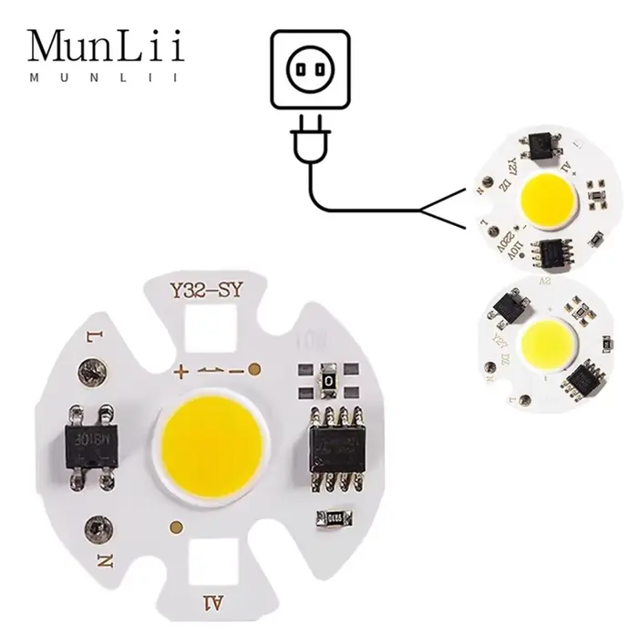 MunLii pas besoin de pilote 220V LED COB puce 3W 5W 7W 10w 12w LED puce lampe intelligente IC LED am