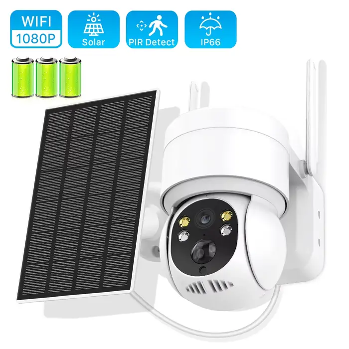 Caméra solaire extérieure wi-fi 1080P PIR, détection humaine, Surveillance sans fil, caméras IP avec