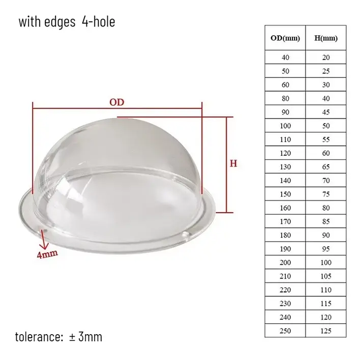 Couvercle de dôme Transparent en acrylique pour caméra de vidéosurveillance intérieure/extérieure hé