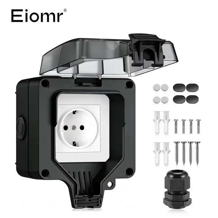 Prise extérieure étanche EIOMR EU IP66, prise étanche à montage en surface avec interrupteur, prise 
