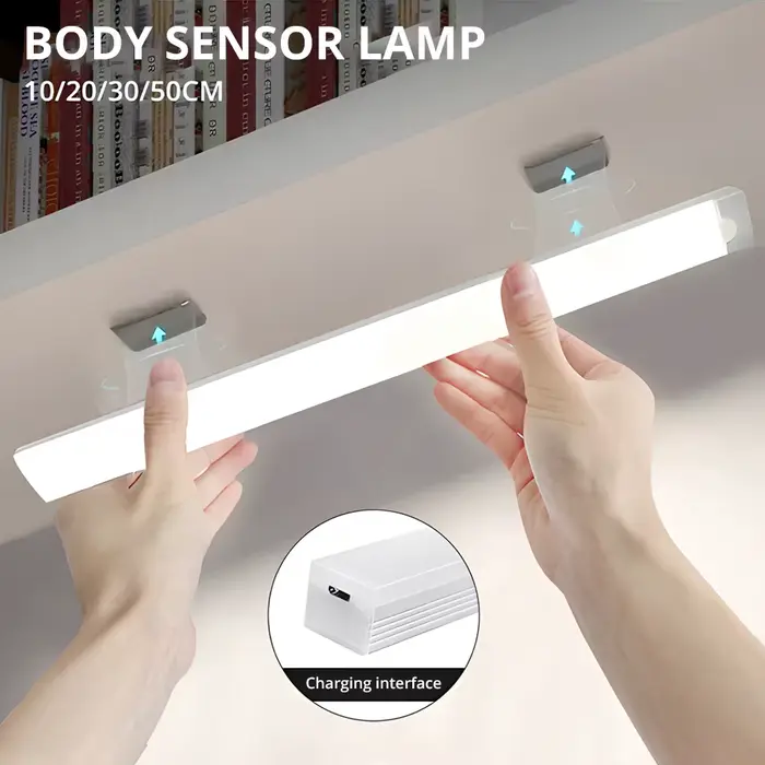 Veilleuses sans fil LED capteur de mouvement lampe USB Rechargeable magnétique pour armoire chambre placard cuisine allée Tube détecteur ampoule