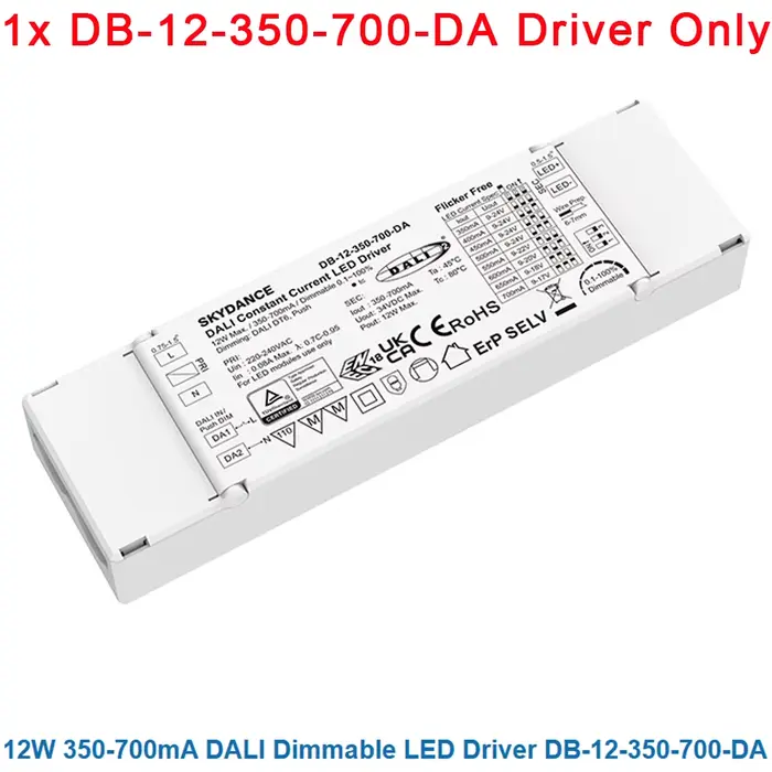 Skydance DA-12A 12W 100-700mA DALI pilote de LED à intensité variable 100-450mA CCT pilote de LED à 