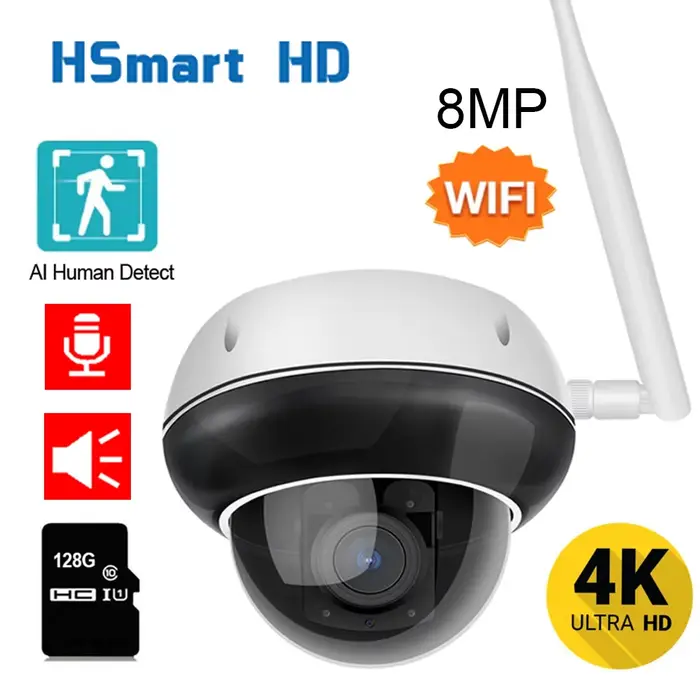 Caméra dôme PTZ suivi humanoïde 4K 8MP HD WiFi caméra IP extérieure coque métallique étanche sécurité CCTV caméra Audio H.265 pour maison et entreprise occasions spéciales