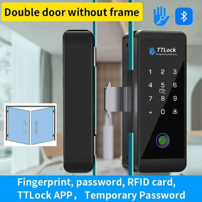Ttlock APP serrure de porte en verre en bois Bluetooth déverrouillage à distance empreinte digitale 