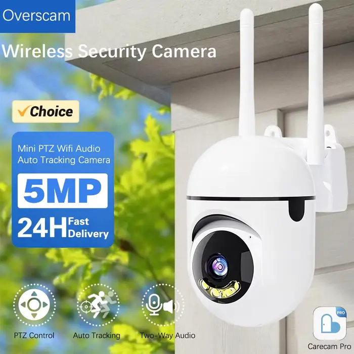 Caméra IP sans fil PTZ Carecam Pro 5MP, audio bidirectionnel, vision nocturne couleur, sécurité dome