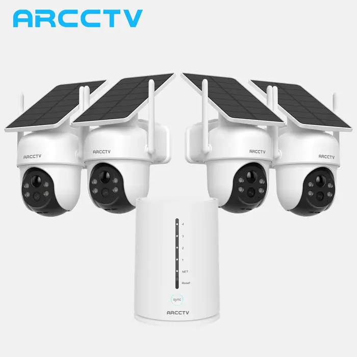 ARCCTV 4MP Wifi Kit de caméra solaire extérieure sans fil sécurité caméra de Surveillance ensemble s
