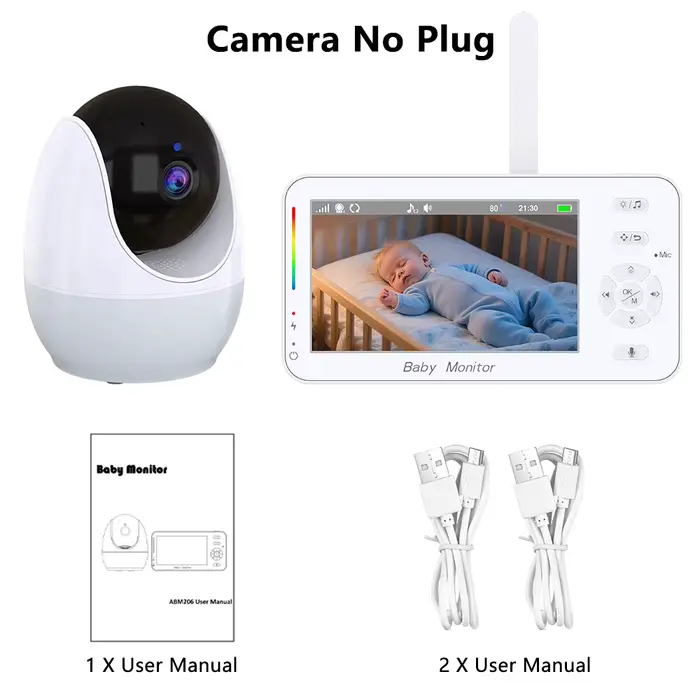 Moniteur vidéo pour bébé de 4.3 pouces, avec caméra PTZ, suivi automatique, contrôle de la vue par a