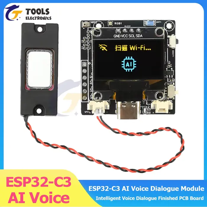Module d'assistant vocal intelligent ESP32-C3 avec écran OLED 0.96 pouces pour projets de robotique et développement avancé en électronique