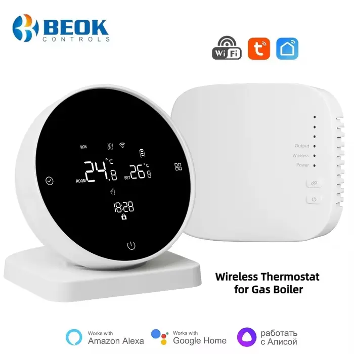 Beok Thermostat Wifi sans fil pour chaudière à gaz chauffage Tuya batterie RF régulateur de température Alice Google Home