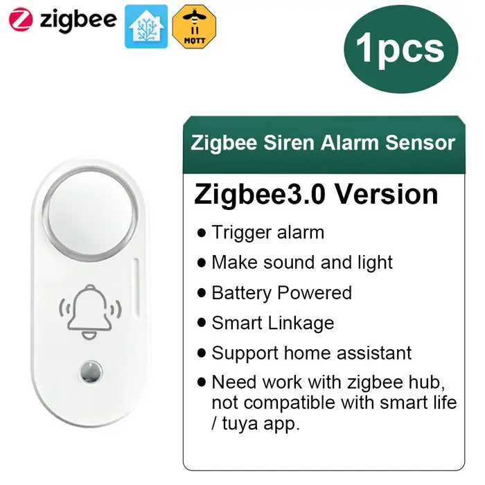 Sirène d'alarme Zigbee avec capteur de vibration 110 dB, alarme de sécurité sans fil, fonctionne sur