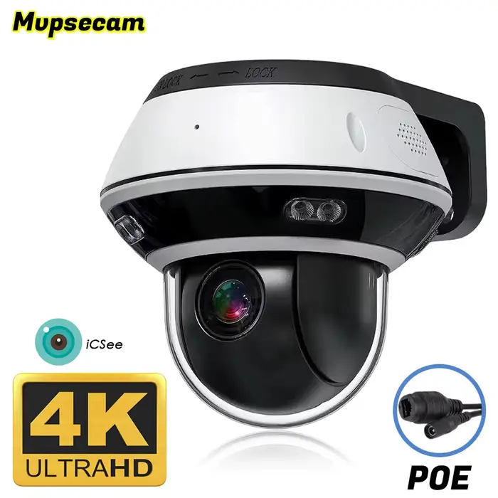 Caméra IP de sécurité POE optique 10X pour maison 4K 8MP iCSee caméras de Surveillance extérieure PT