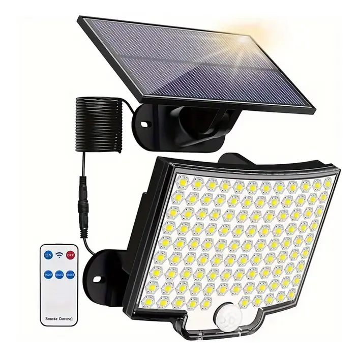 106LED lumières extérieures solaires capteur de mouvement à distance mur projecteur sécurité étanche