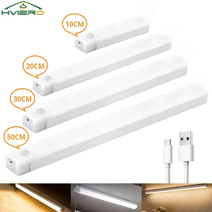 Capteur de mouvement veilleuses lampe à LED sans fil USB Rechargeable magnétique pour armoire chambre placard cuisine allée Tube détecteur ampoule