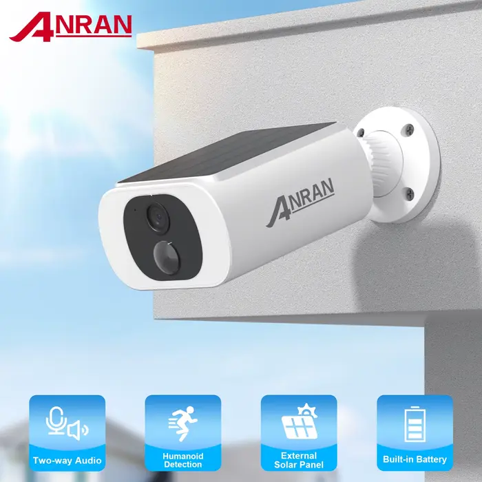 Caméra solaire sans fil ANRAN 2K pour la protection de la maison, caméra de sécurité WIFI 2.4G avec 