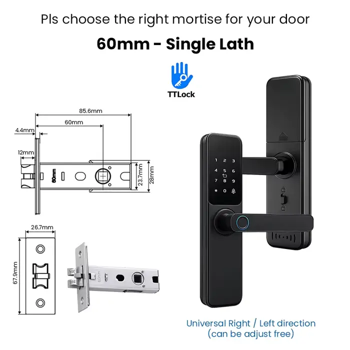 Serrure intelligente Bluetooth TTLock avec application, empreinte digitale, écran tactile, sécurité 