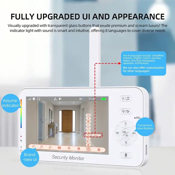 Moniteur bébé WiFi 1080P avec écran 4.3 pouces alarme de pleurs berceuses rappel alimentation veilleuse PTZ pour surveillance de bébé à distance occasions spéciales