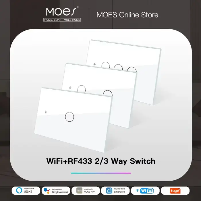 MOES-Commutateur de panneau en verre intelligent, Smart Life, Tuya App, Multi Control Association, C
