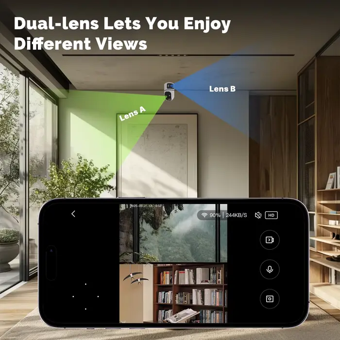 Moes Tuya WiFi caméra intelligente intérieure 8MP objectif double écran 2.4G/5G Vision nocturne infrarouge détection de mouvement suivi automatique Audio bidirectionnel
