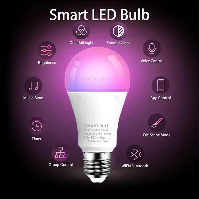 Ampoule intelligente E27 WiFi à intensité variable