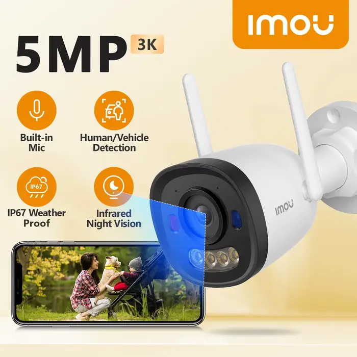 Caméra extérieure IMOU Vision nocturne couleur Bullet 2C Pro 5MP 360 °   Caméra de surveillance PTZ 