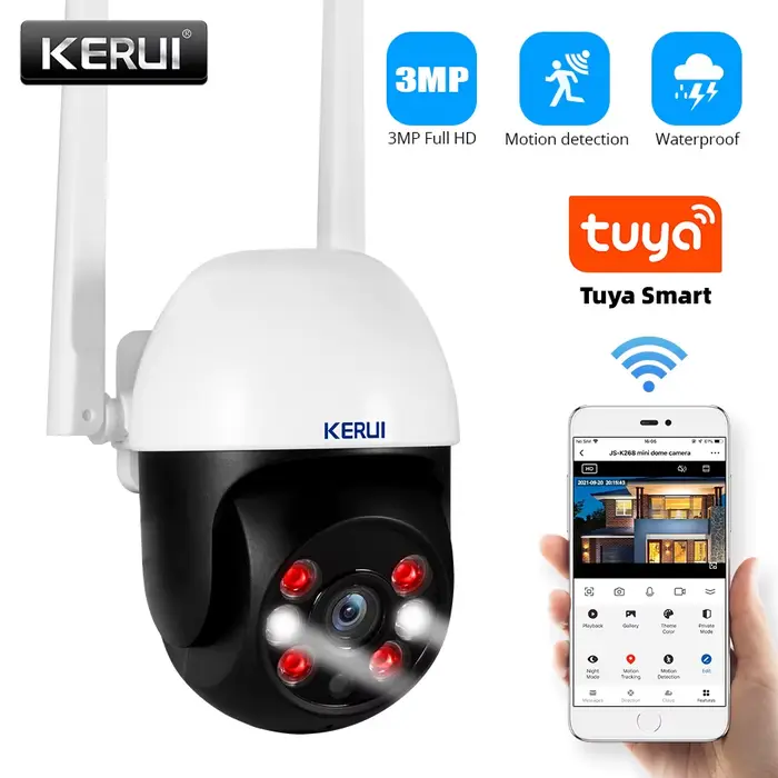 KERUI Tuya WIFI caméra IP HD 3MP 5MP sécurité à domicile sans fil caméra de Surveillance vidéo extér