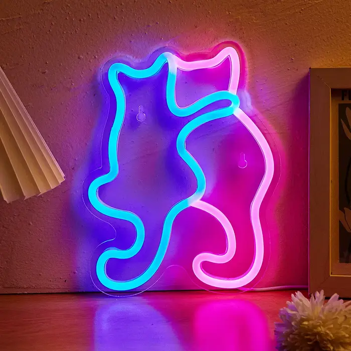Chi-buy chat LED enseigne au néon USB alimenté enseignes au néon veilleuse 3D mur Art & salle de jeu