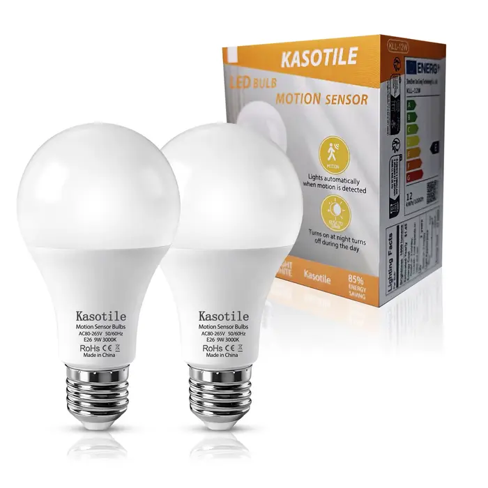 Lot de 2 ampoules à détection de mouvement du crépuscule à l'aube, 9W 12W, allumage/extinction autom