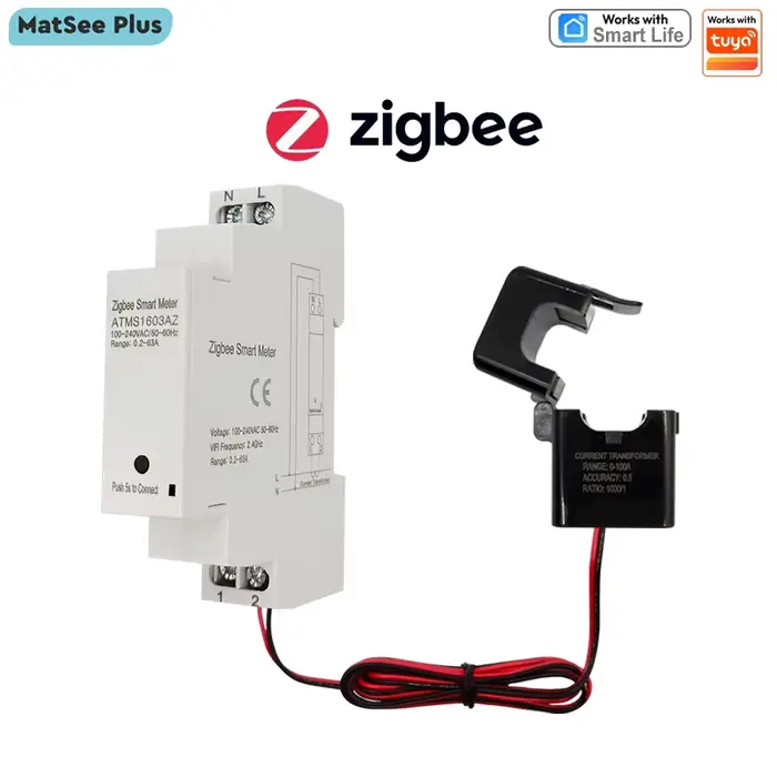 Compteur d'énergie intelligent ZigBee avec transformateur de courant à pince 63A, surveillance par a