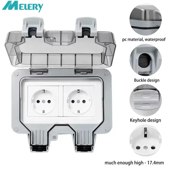 Prises murales extérieures doubles Schuko Melery