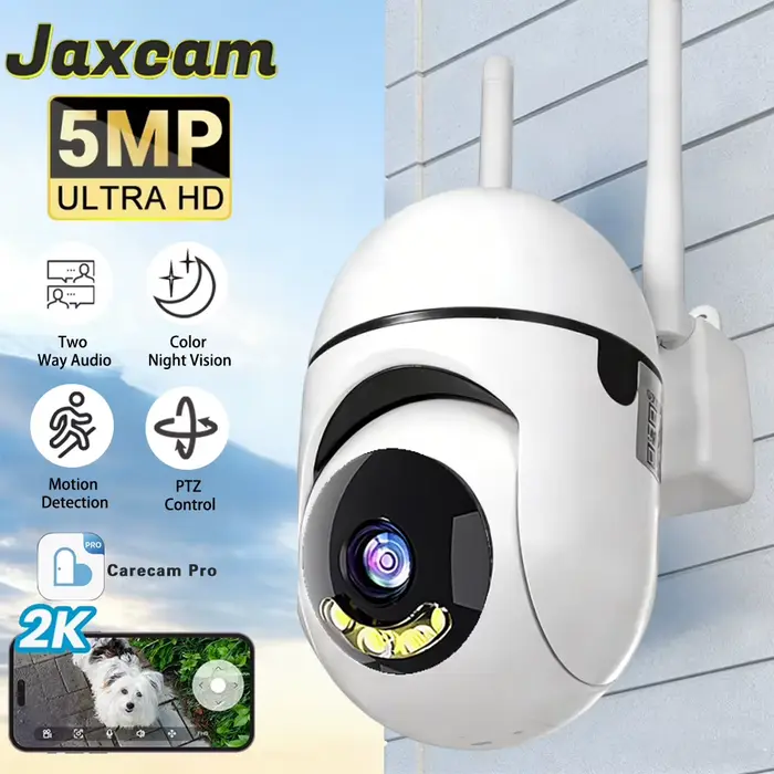 Caméra Carecam Pro 5MP HD 355 °   Caméra de surveillance Vision nocturne Détection de mouvement Sirè