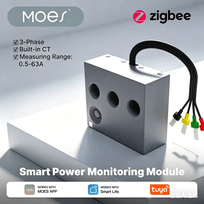 Module de mesure de puissance intelligent monophasé MOES Tuya Zigbee, moniteur de consommation d'électricité 63A avec transformateur de courant intégré