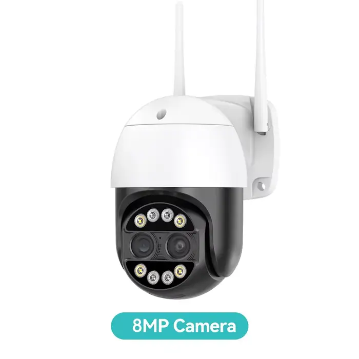 Caméra WIFI PTZ 8MP à double objectif, Zoom numérique 8X, étanche, pour l'extérieur, Audio bidirecti