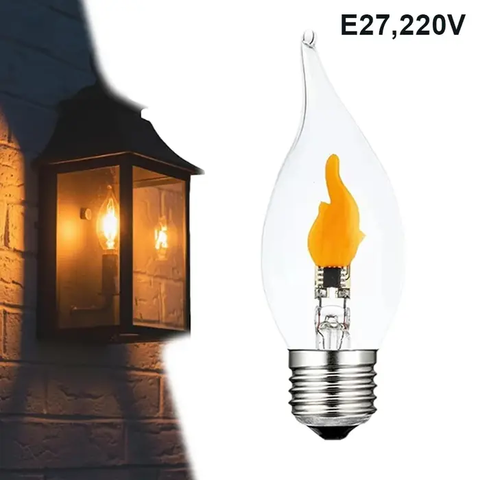 Ampoules à flamme vacillante E12/E14/E27 LED, ampoules de décoration à flamme vacillante, Base de ca