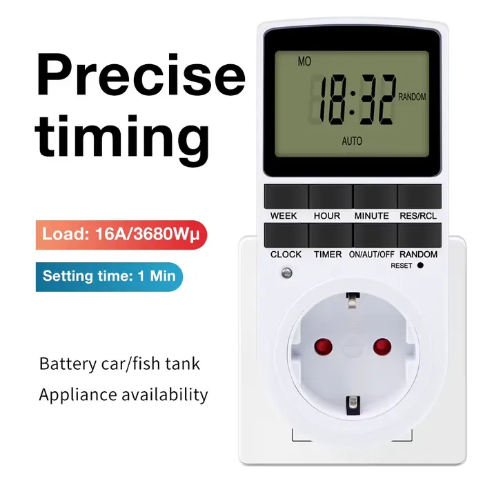 Minuterie numérique électronique cyclique 24 heures pour cuisine prise enfichable programmable prise synchronisation 10 groupes de paramètres pour UE UK AU US BR