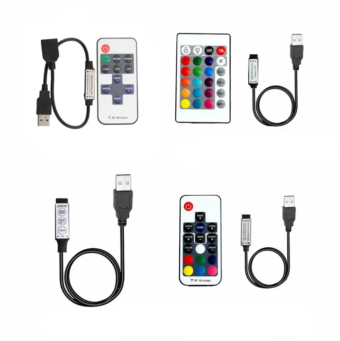 DC 5V USB LED bande lumineuse RGB contrôleur couleur unique IR Bluetooth télécommande RF télécommand