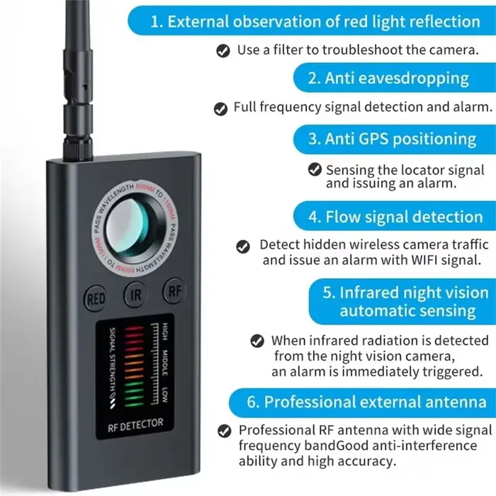 Détecteur de caméra cachée, gadgets anti-espionnage, signal sans fil professionnel, GPS de voiture, 