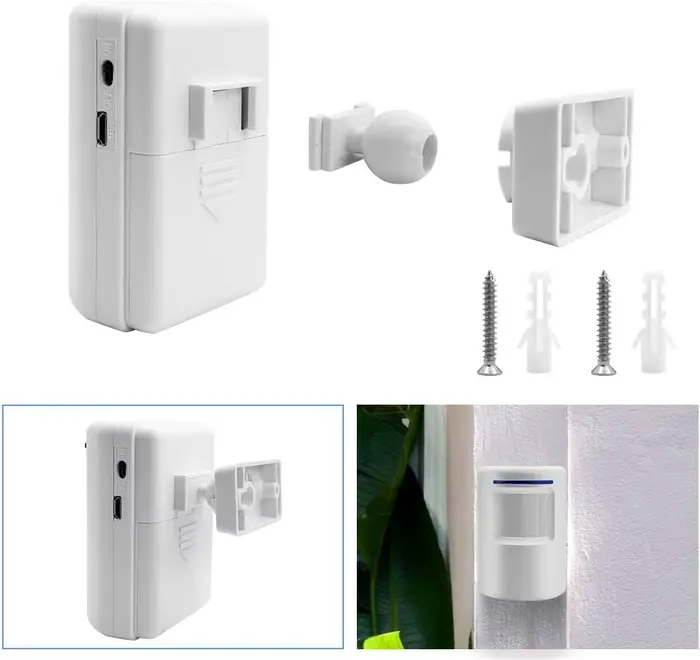 Système d'alarme de passage sans fil avec détecteur de mouvement PIR pour sécurité domestique et alarme de sonnette, 38 tonalités d'appel, contrôle de 328 pieds, volume ajustable, compatible EU, USA, Royaume-Uni