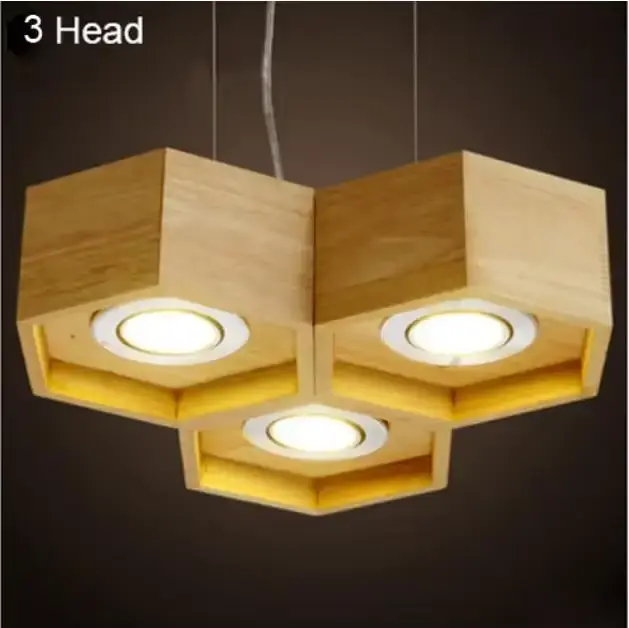 Éclairage créatif en bois accent d'abeille, lustre en bois massif, art moderne et simple, salon, cha