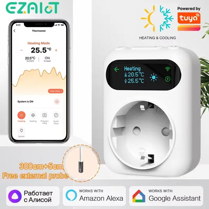 Tuya – prise de Thermostat numérique WIFI 16A